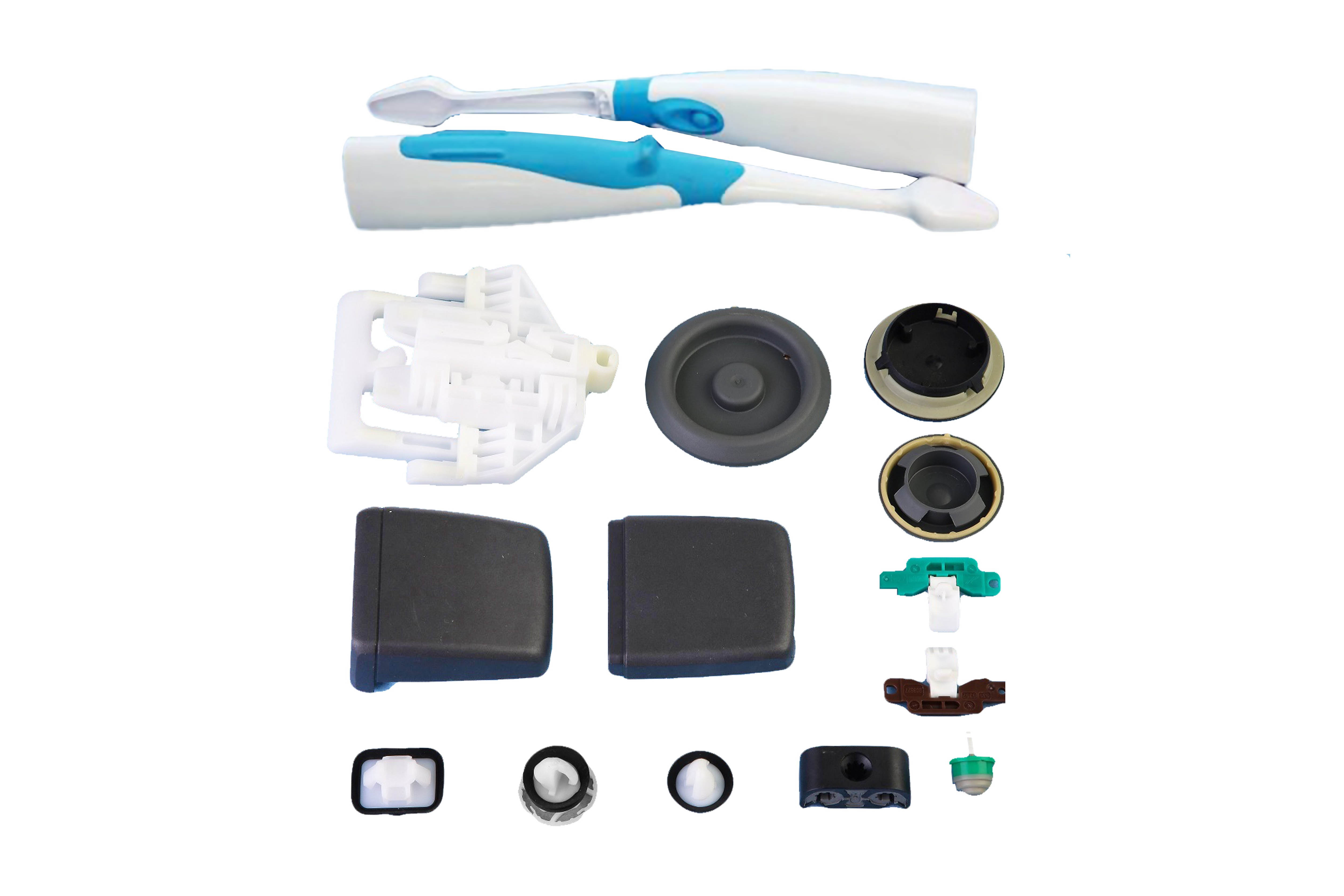 Dual color molding injection molding process products