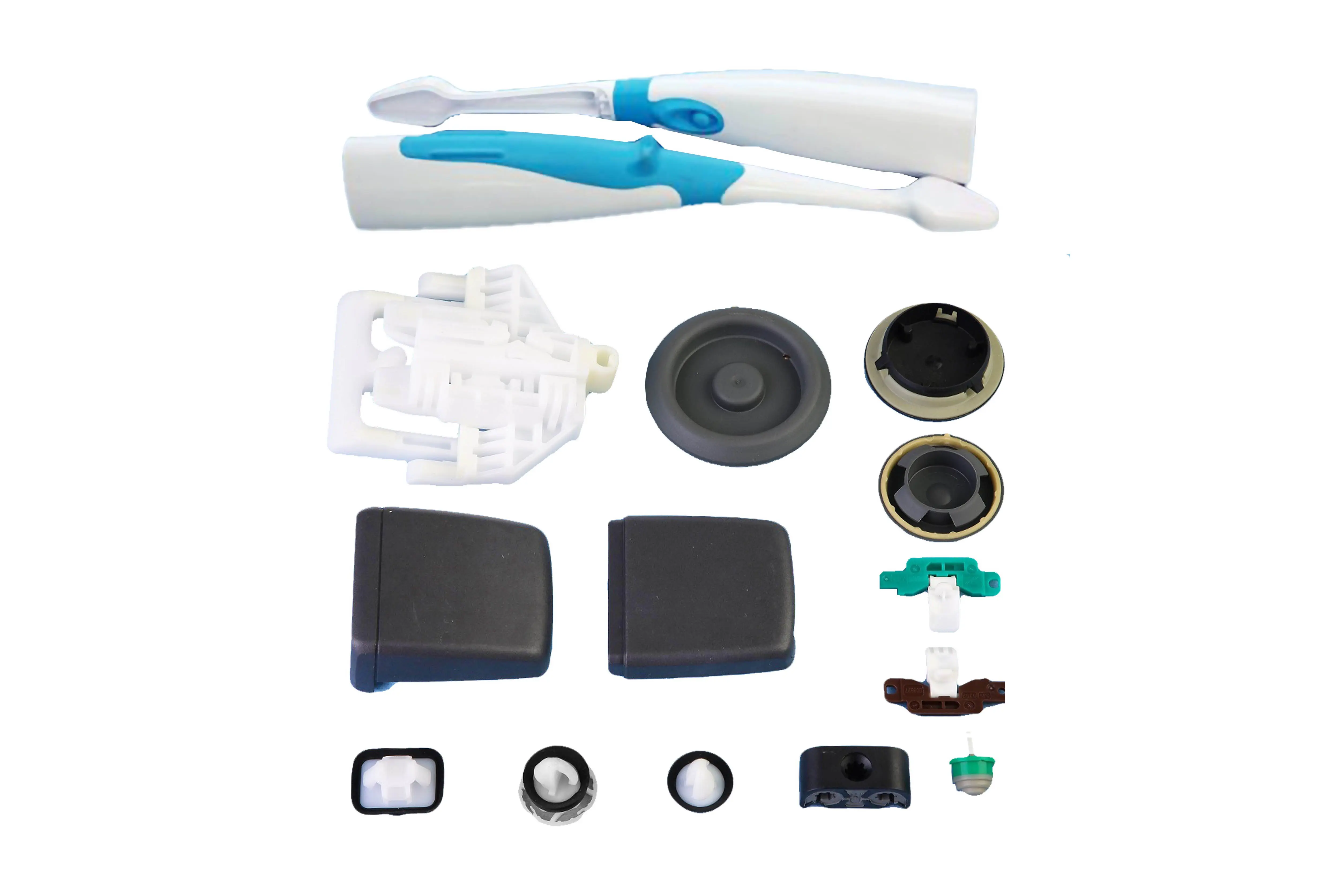 Dual color molding injection molding process products